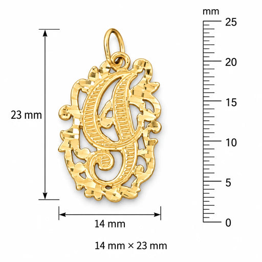 Initial I Charm Pendant 14k Gold (1.7 Grams) Yellow Gold 14k