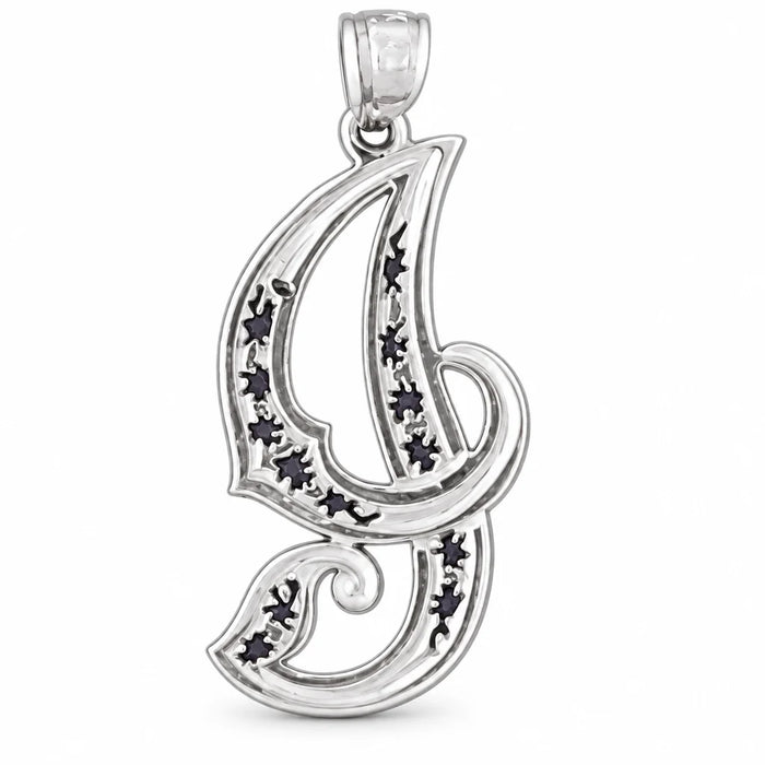 Initial I Charm Pendant 14k Gold (2.7 Grams) White Gold 14k