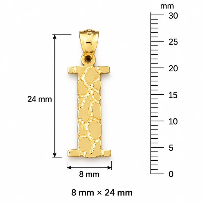 Initial I Charm Pendant 14k Gold (2 Grams) Yellow Gold 14k
