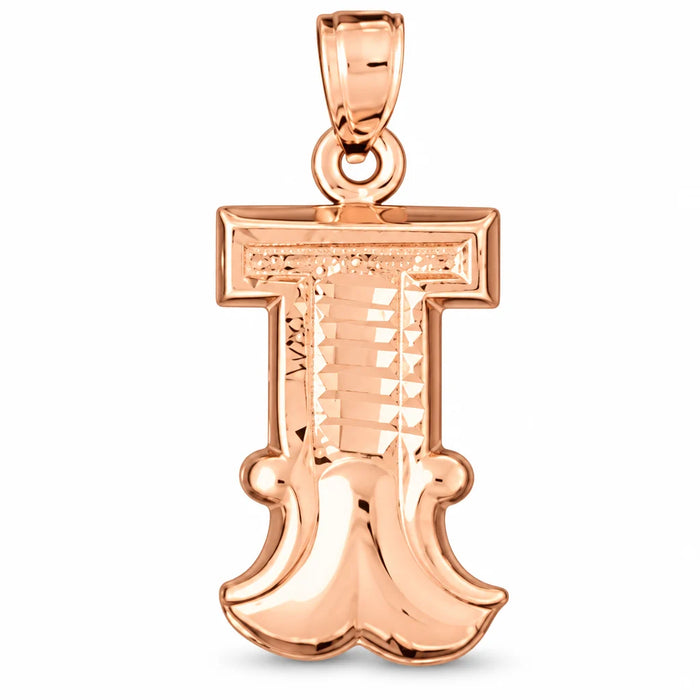 Initial I Charm Pendant 14k Gold (3 Grams) Rose Gold 14k