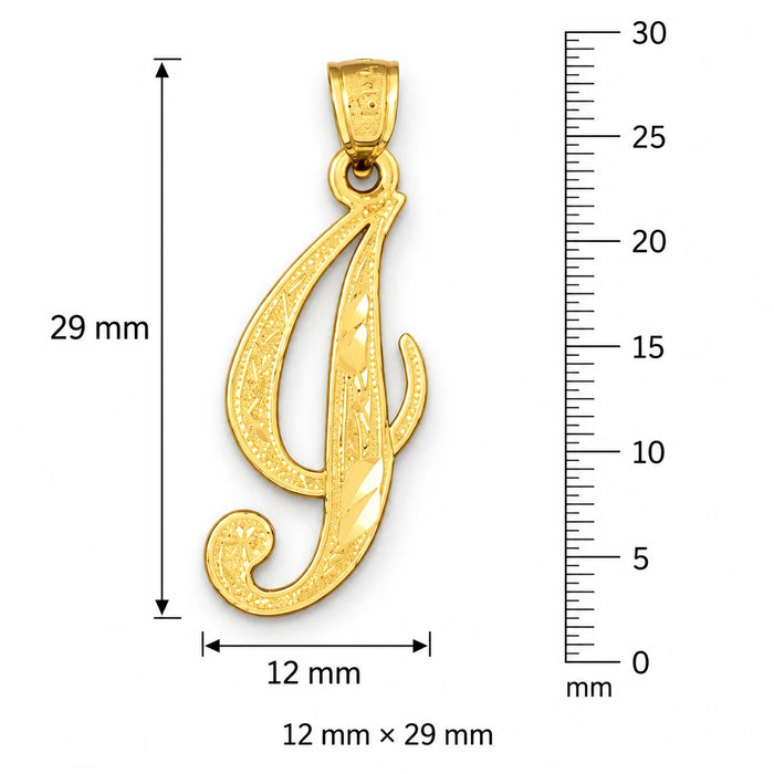 Initial I Charm Pendant 14k Gold Yellow Gold 14k