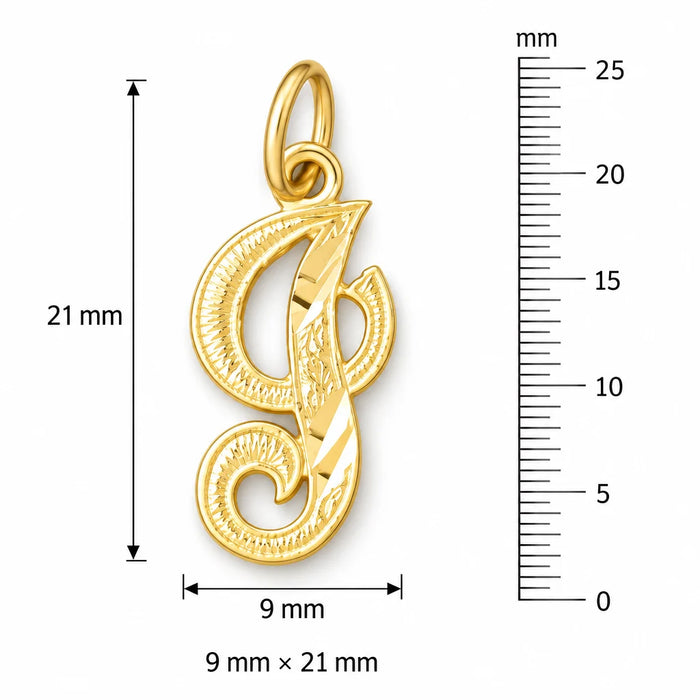 Initial I Classic Charm Pendant 14k Gold (1 Gram) Yellow Gold 14k