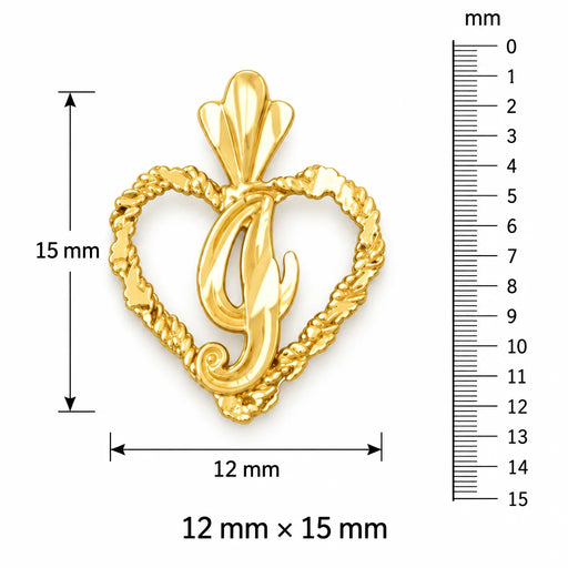Initial I Heart Charm Pendant 14k Gold Yellow Gold 14k