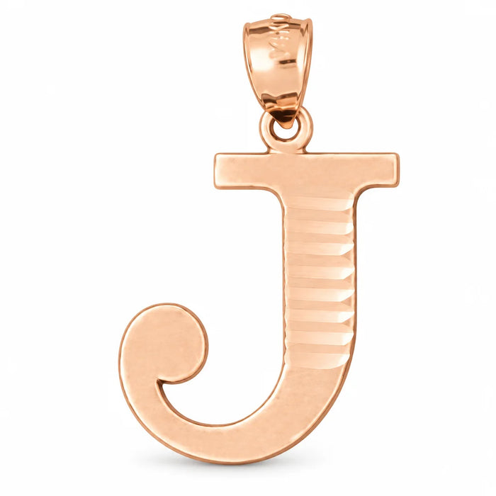 Initial J Charm Pendant 14k Gold (1.5 Grams) Rose Gold 14k