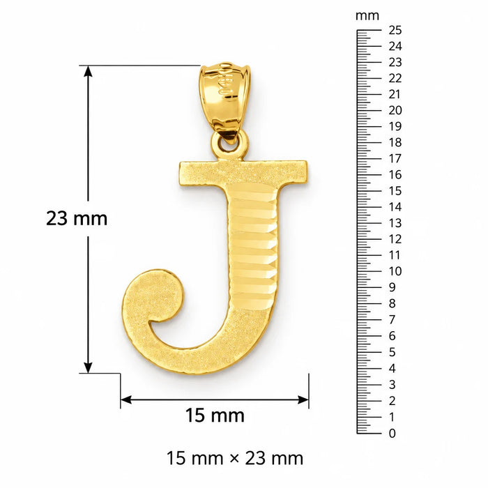Initial J Charm Pendant 14k Gold (1.5 Grams) Yellow Gold 14k