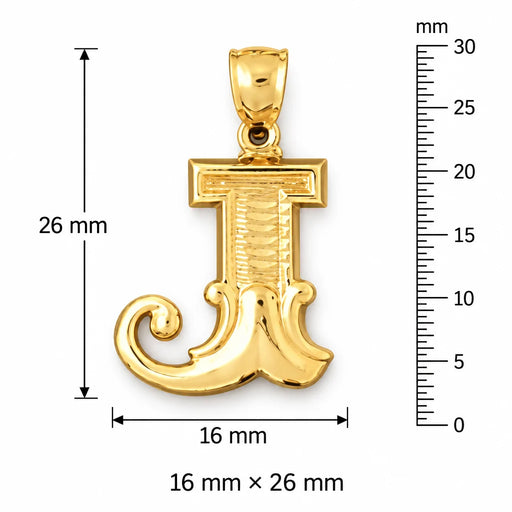 Initial J Charm Pendant 14k Gold (3 Grams) Yellow Gold 14k