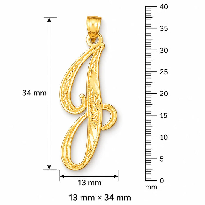 Initial J Charm Pendant 14k Gold Yellow Gold 14k