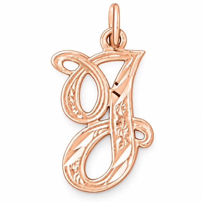 Initial J Classic Charm Pendant 14k Gold (1 Gram) Rose Gold 14k
