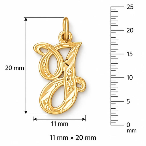 Initial J Classic Charm Pendant 14k Gold (1 Gram) Yellow Gold 14k