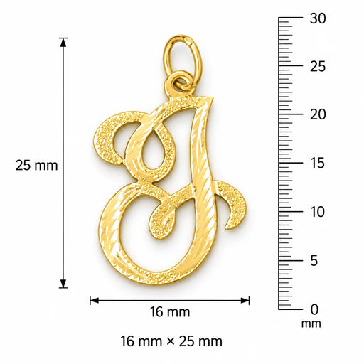 Initial J Classic Charm Pendant 14k Gold Yellow Gold 14k