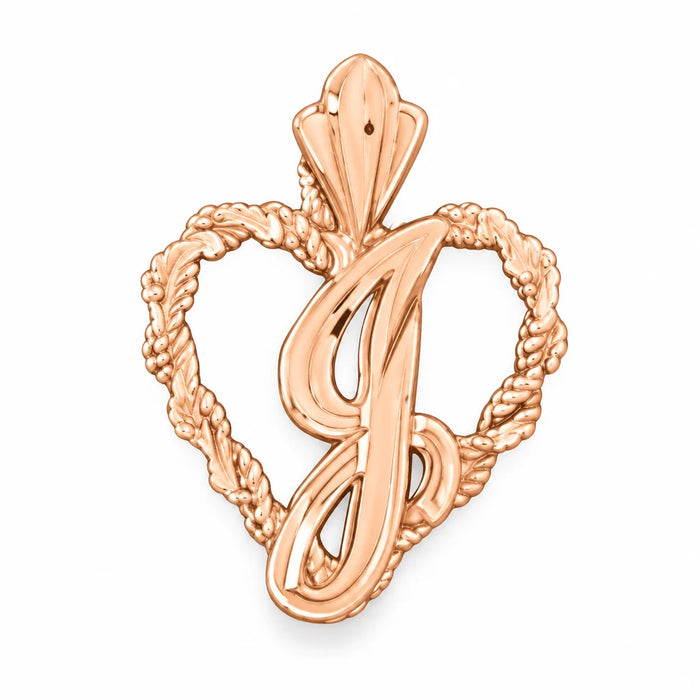 Initial J Heart Charm Pendant 14k Gold Rose Gold 14k