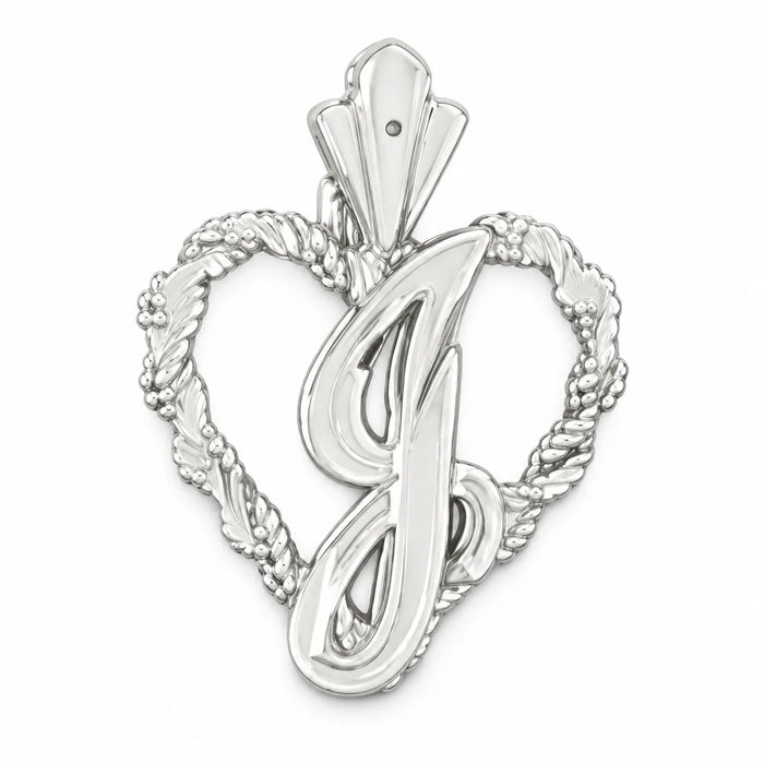 Initial J Heart Charm Pendant 14k Gold White Gold 14k