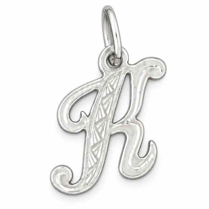 Initial K Charm Pendant 14k Gold (0.5 Grams) White Gold 14k