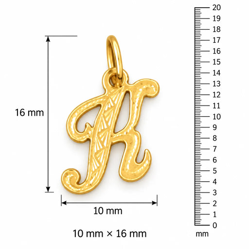 Initial K Charm Pendant 14k Gold (0.5 Grams) Yellow Gold 14k