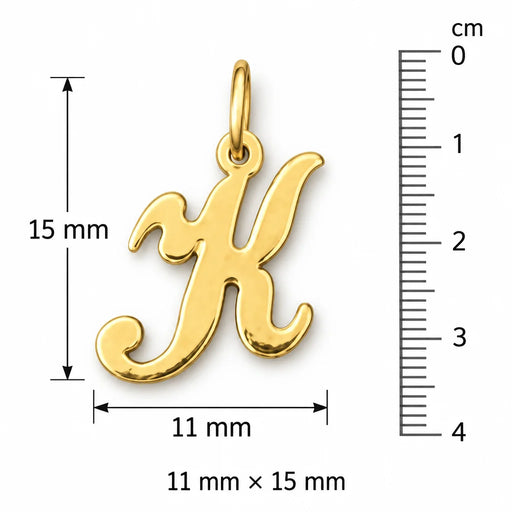 Initial K Charm Pendant 14k Gold (0.7 Grams) Yellow Gold 14k