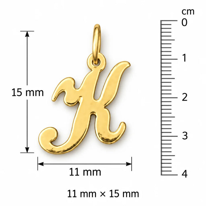 Initial K Charm Pendant 14k Gold (0.7 Grams) Yellow Gold 14k