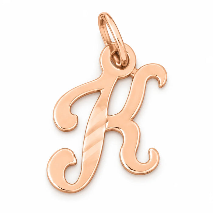 Initial K Charm Pendant 14k Gold (0.8 Grams) Rose Gold 14k