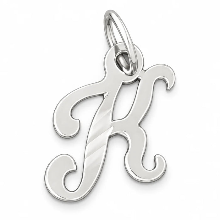 Initial K Charm Pendant 14k Gold (0.8 Grams) White Gold 14k