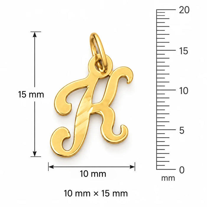 Initial K Charm Pendant 14k Gold (0.8 Grams) Yellow Gold 14k