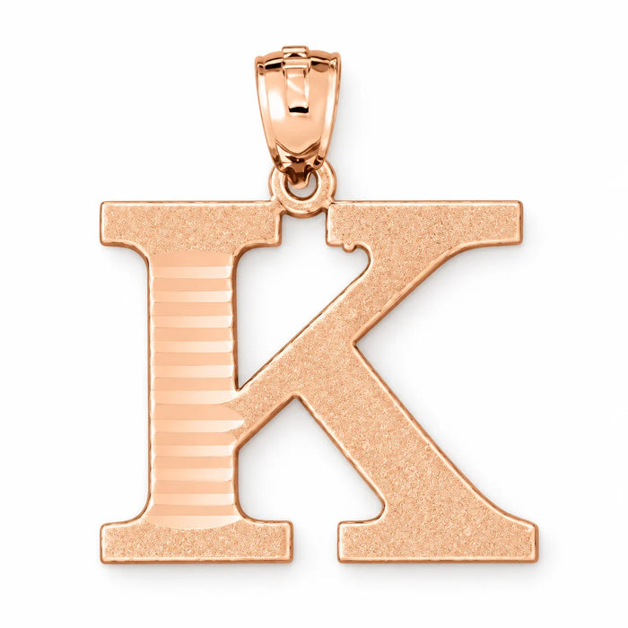 Initial K Charm Pendant 14k Gold (1.5 Grams) Rose Gold 14k
