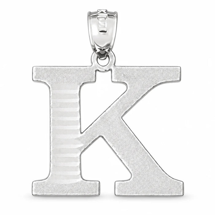 Initial K Charm Pendant 14k Gold (1.5 Grams) White Gold 14k