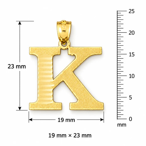 Initial K Charm Pendant 14k Gold (1.5 Grams) Yellow Gold 14k