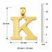 Initial K Charm Pendant 14k Gold (1.5 Grams) Yellow Gold 14k