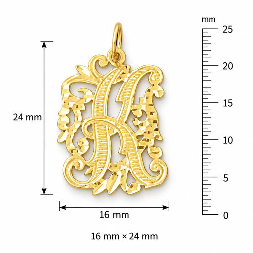 Initial K Charm Pendant 14k Gold (1.7 Grams) Yellow Gold 14k