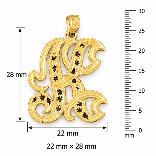 Initial K Charm Pendant 14k Gold (2.7 Grams) Yellow Gold 14k
