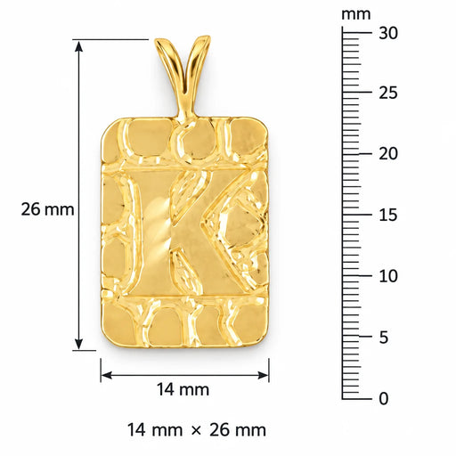 Initial K Charm Pendant 14k Gold (2.8 Grams) Yellow Gold 14k