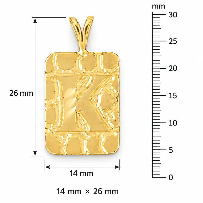 Initial K Charm Pendant 14k Gold (2.8 Grams) Yellow Gold 14k