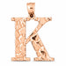 Initial K Charm Pendant 14k Gold (2 Grams) Rose Gold 14k