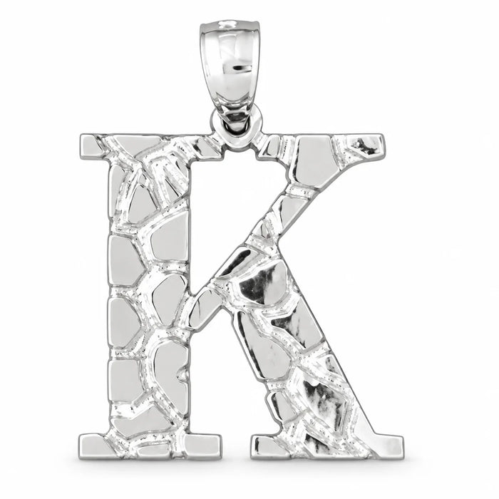 Initial K Charm Pendant 14k Gold (2 Grams) White Gold 14k