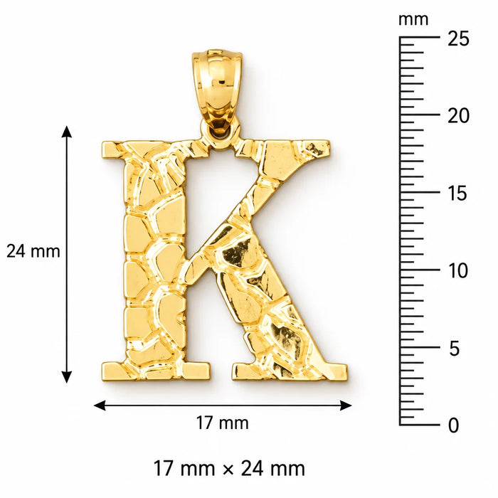Initial K Charm Pendant 14k Gold (2 Grams) Yellow Gold 14k