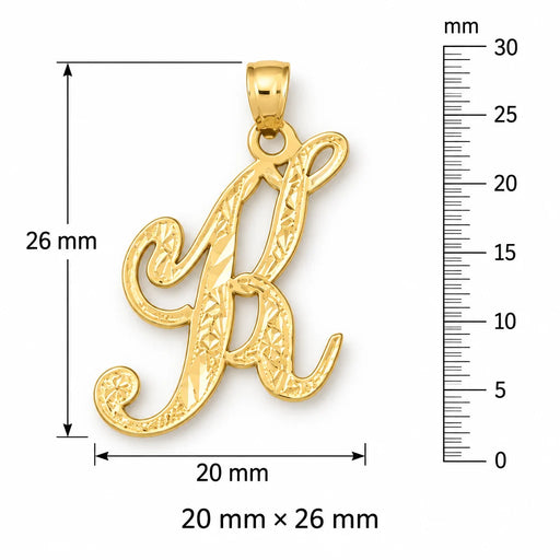 Initial K Charm Pendant 14k Gold Yellow Gold 14k
