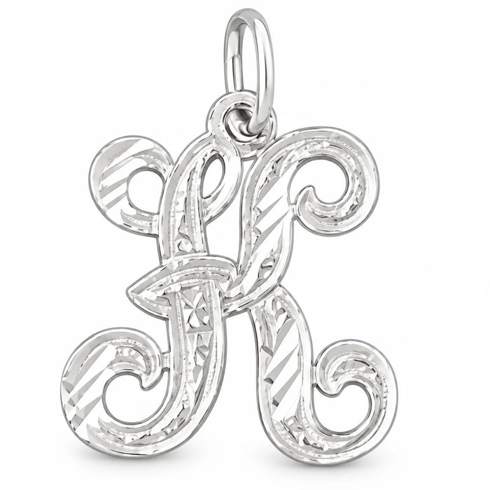 Initial K Classic Charm Pendant 14k Gold (1 Gram) White Gold 14k