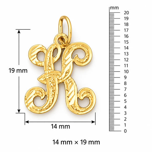Initial K Classic Charm Pendant 14k Gold (1 Gram) Yellow Gold 14k