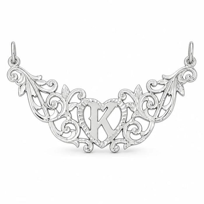 Initial K Heart Charm Pendant 14k Gold (1 Gram) White Gold 14k