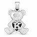Initial K Teddy Bear Heart Charm Pendant 14k Gold White Gold 14k