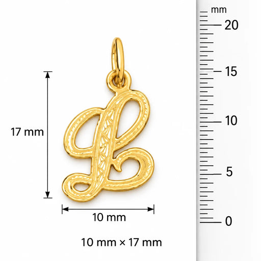 Initial L Charm Pendant 14k Gold (0.5 Grams) Yellow Gold 14k