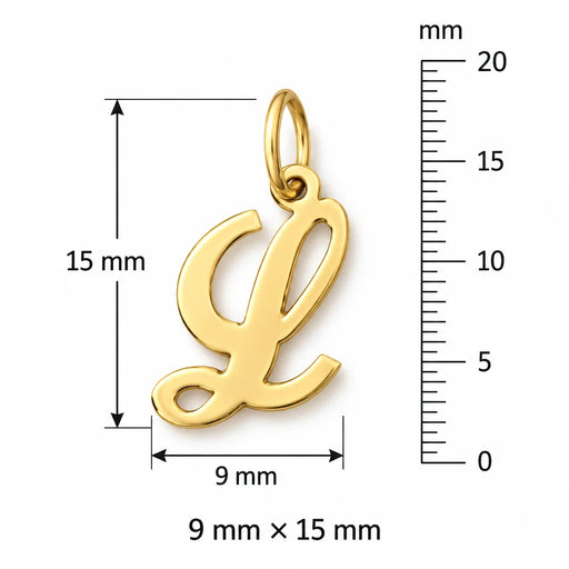 Initial L Charm Pendant 14k Gold (0.7 Grams) Yellow Gold 14k