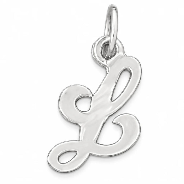 Initial L Charm Pendant 14k Gold (0.8 Grams) White Gold 14k