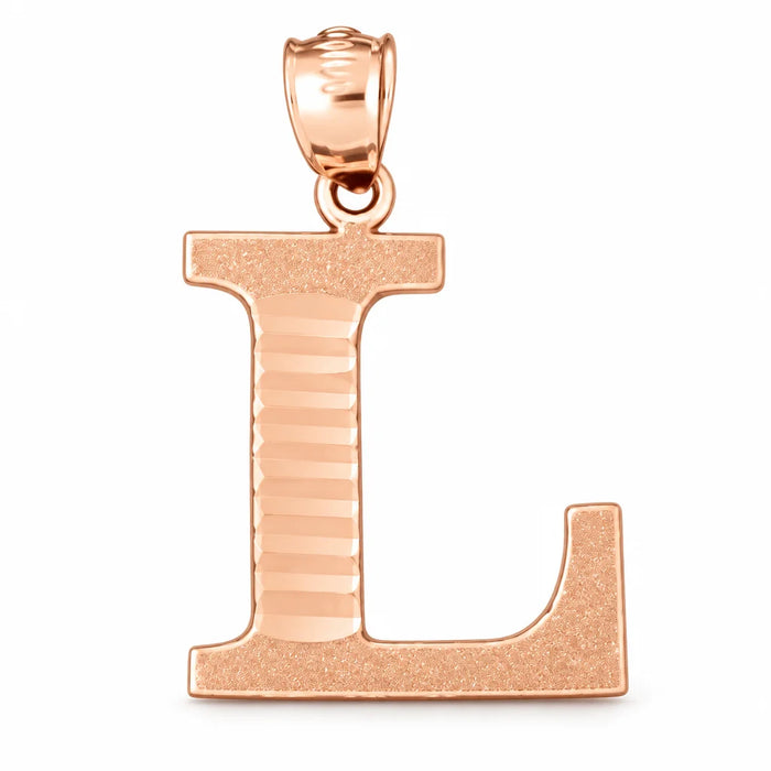 Initial L Charm Pendant 14k Gold (1.5 Grams) Rose Gold 14k