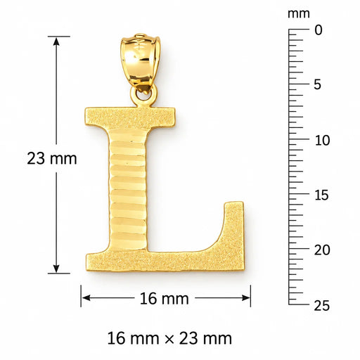 Initial L Charm Pendant 14k Gold (1.5 Grams) Yellow Gold 14k