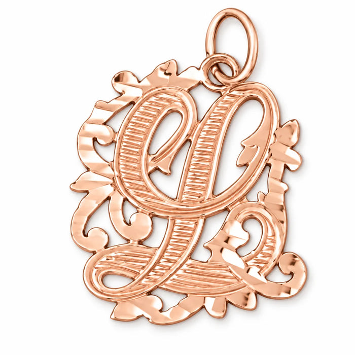 Initial L Charm Pendant 14k Gold (1.7 Grams) Rose Gold 14k