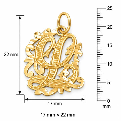 Initial L Charm Pendant 14k Gold (1.7 Grams) Yellow Gold 14k