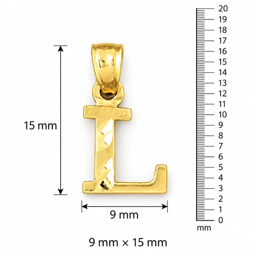 Initial L Charm Pendant 14k Gold (1 Gram) Yellow Gold 14k