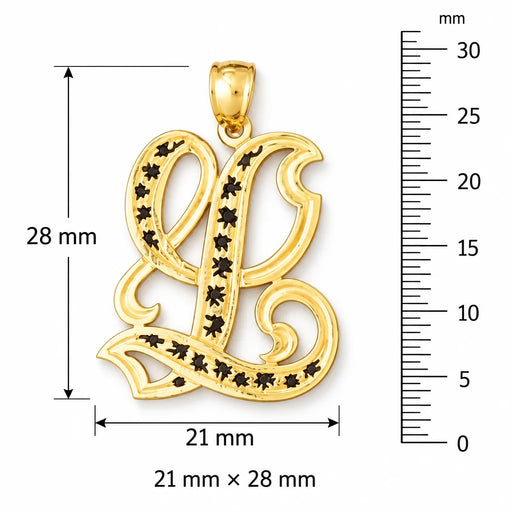 Initial L Charm Pendant 14k Gold (2.7 Grams) Yellow Gold 14k