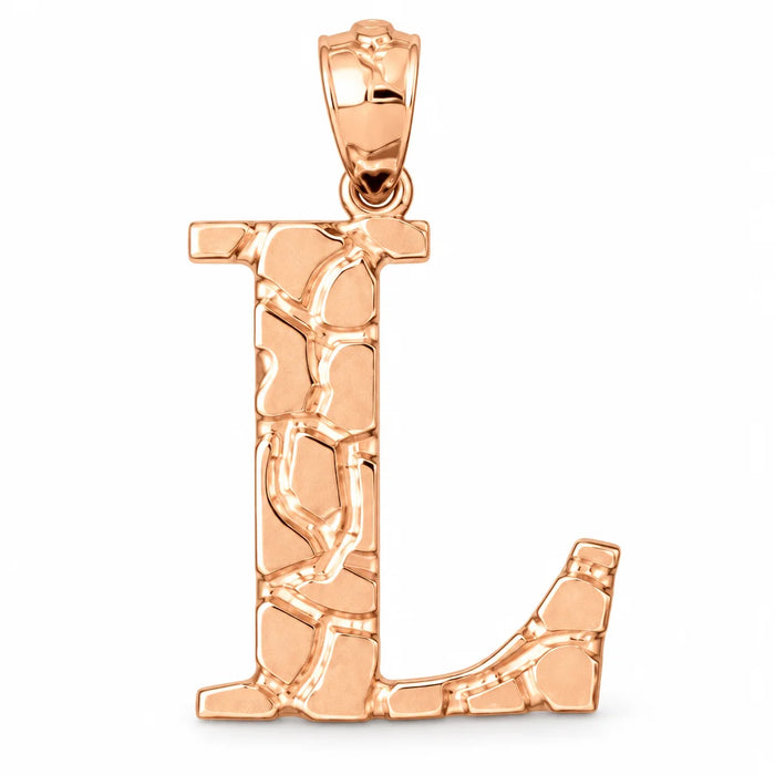 Initial L Charm Pendant 14k Gold (2 Grams) Rose Gold 14k
