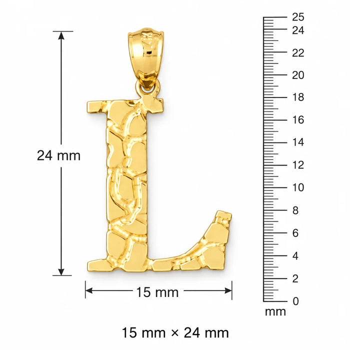 Initial L Charm Pendant 14k Gold (2 Grams) Yellow Gold 14k